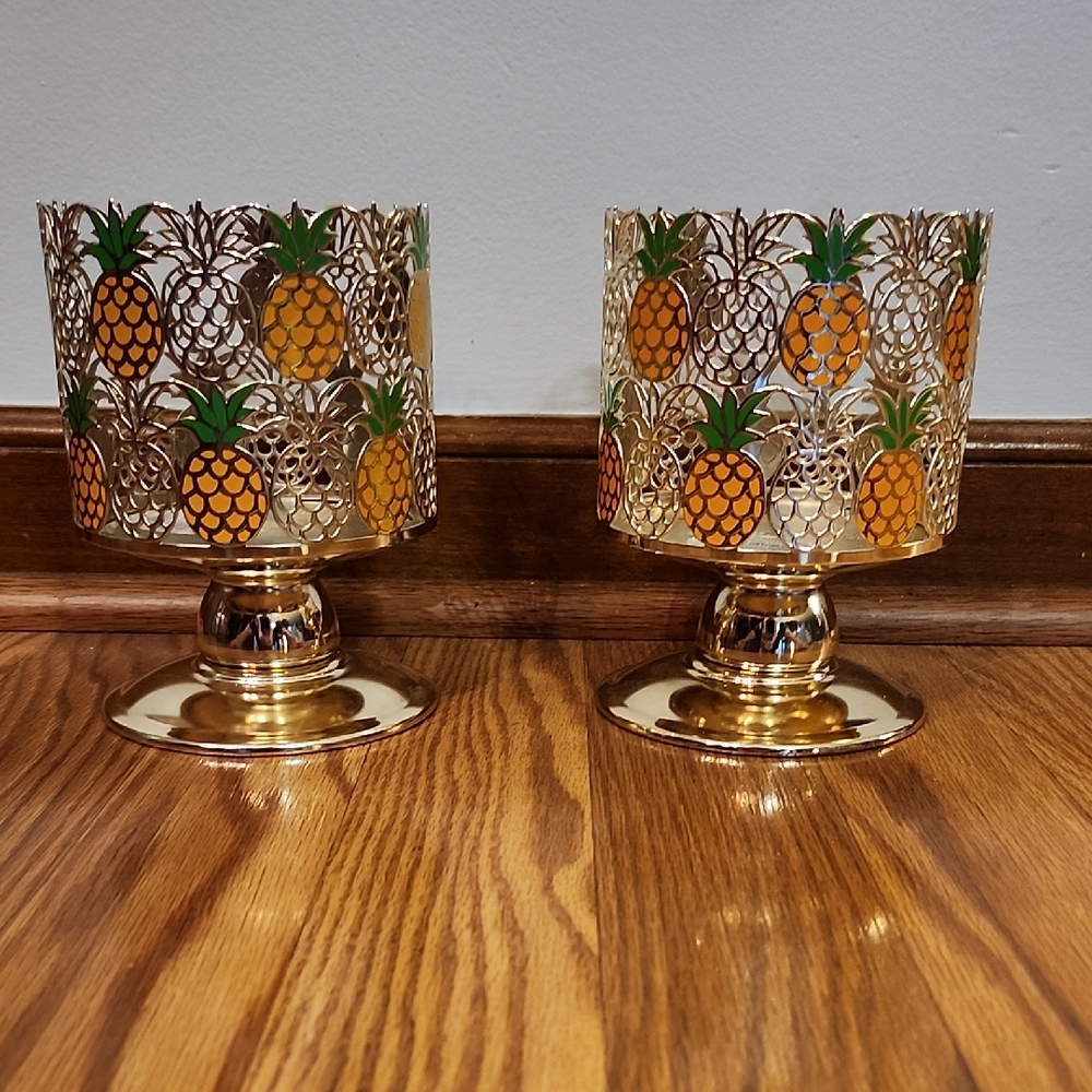 Bath and Body Works Metalic Pineapple Candle Holders (Set Of 2)
